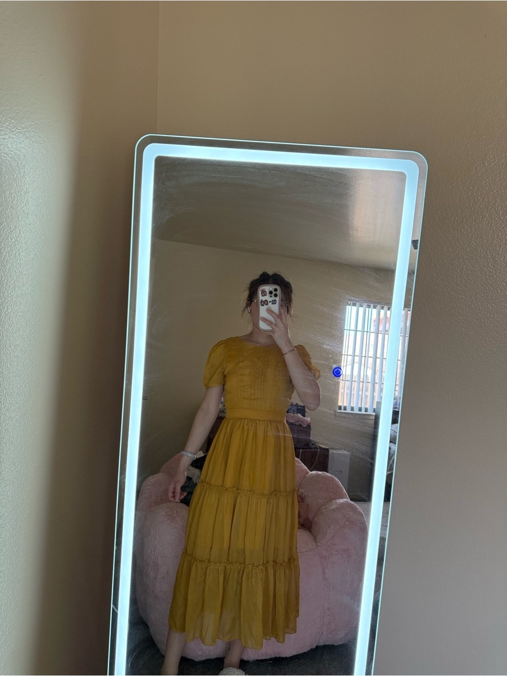 Mustard Tiered Midi Dress